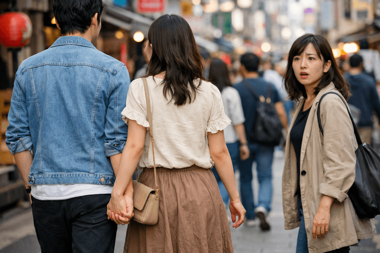 １－４　ケース４：街中で浮気相手と手を繋いでいた